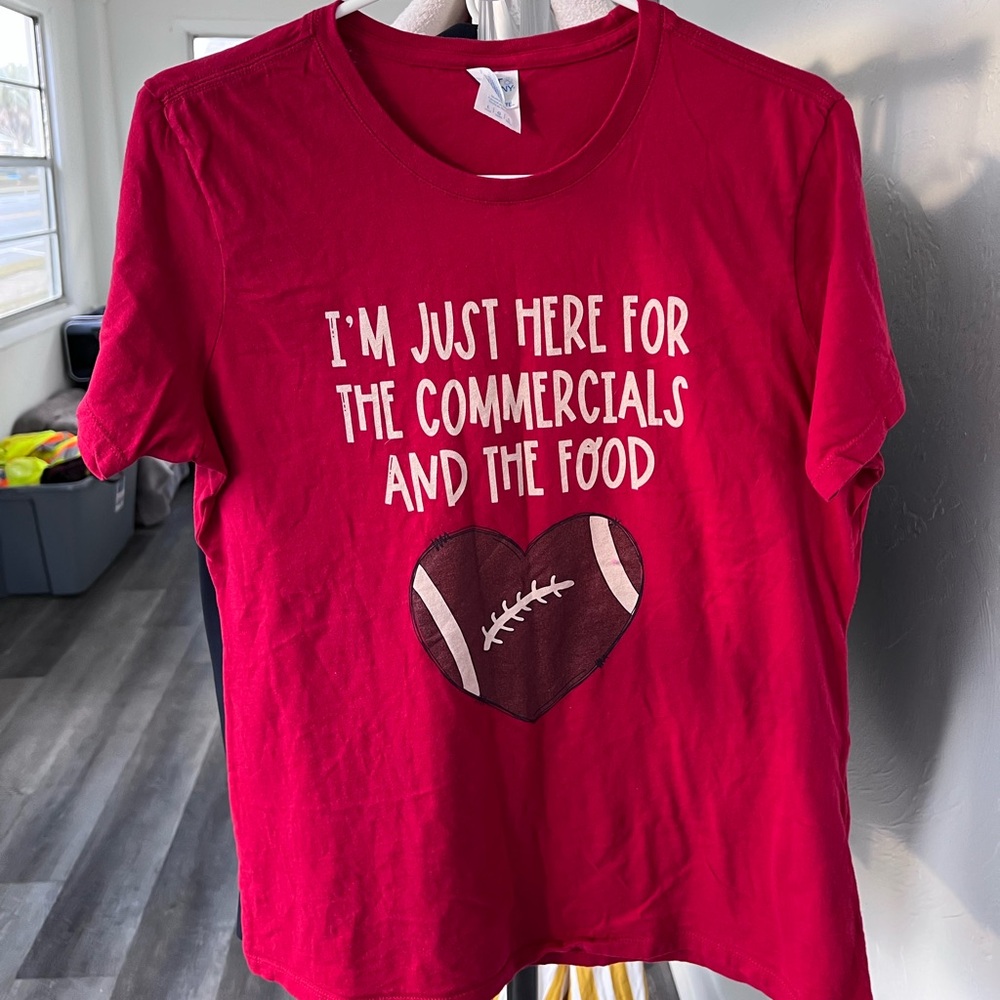 Red Graphic T-Shirt with Football Design